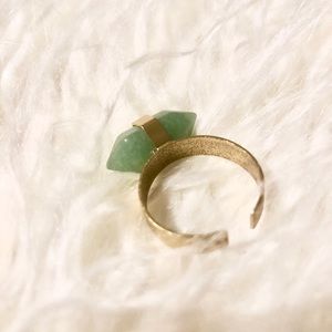 Jade and Gold Geometric Ring - Adjustable